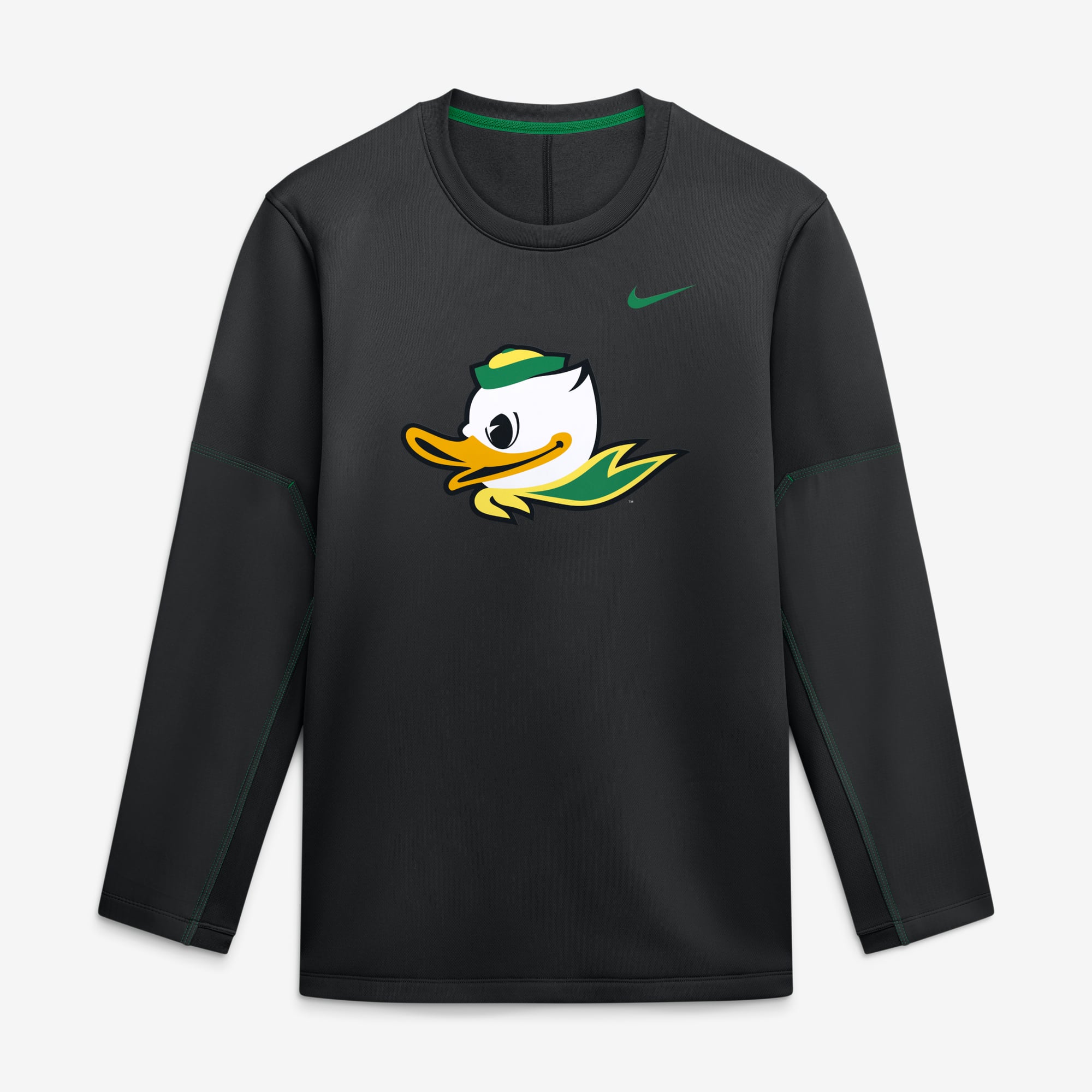 Men's Nike Green Oregon Ducks 2026 Sideline Coaches Therma-FIT Long Sleeve Top